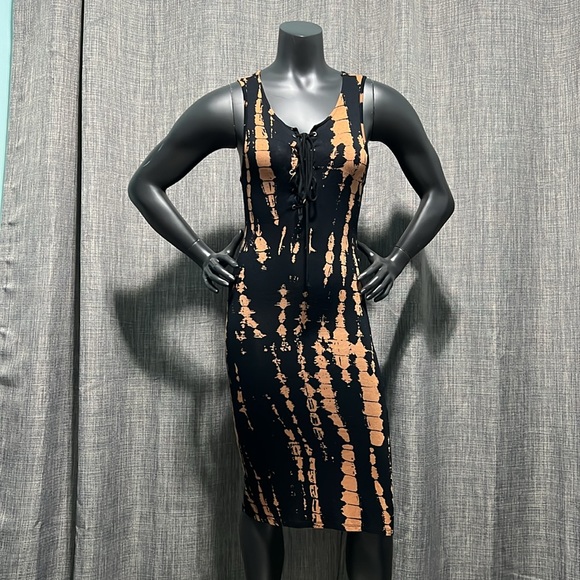 Forever 21 Contemporary Lace Up Front Sleeveless Tie Dye Dress S - Picture 3 of 15